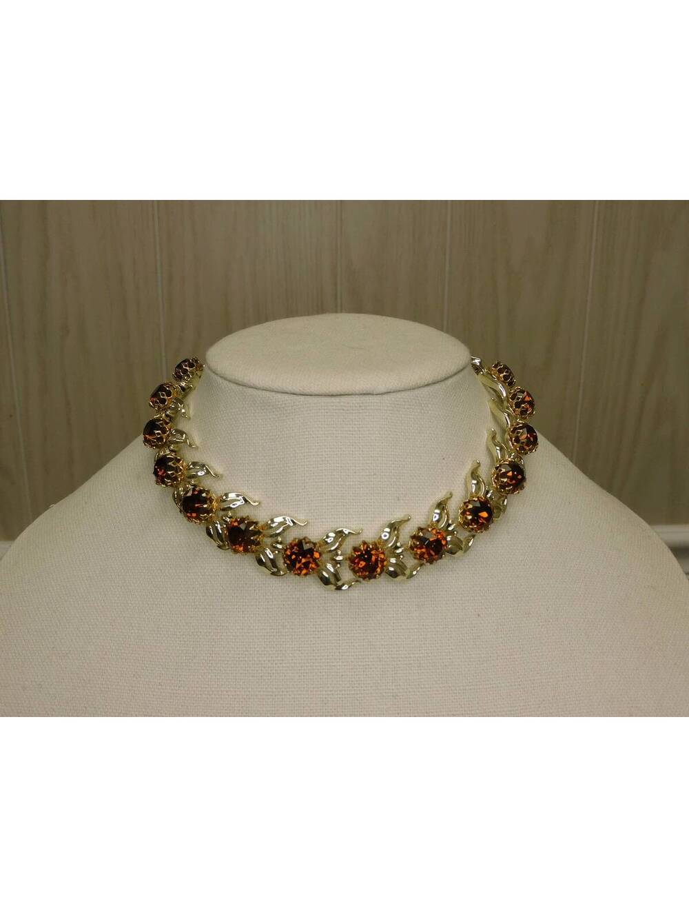 Vintage Brown/Gold Rhinestone Necklace